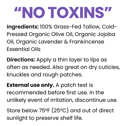 Lavender Tallow Lip Balm ingredients and directions
