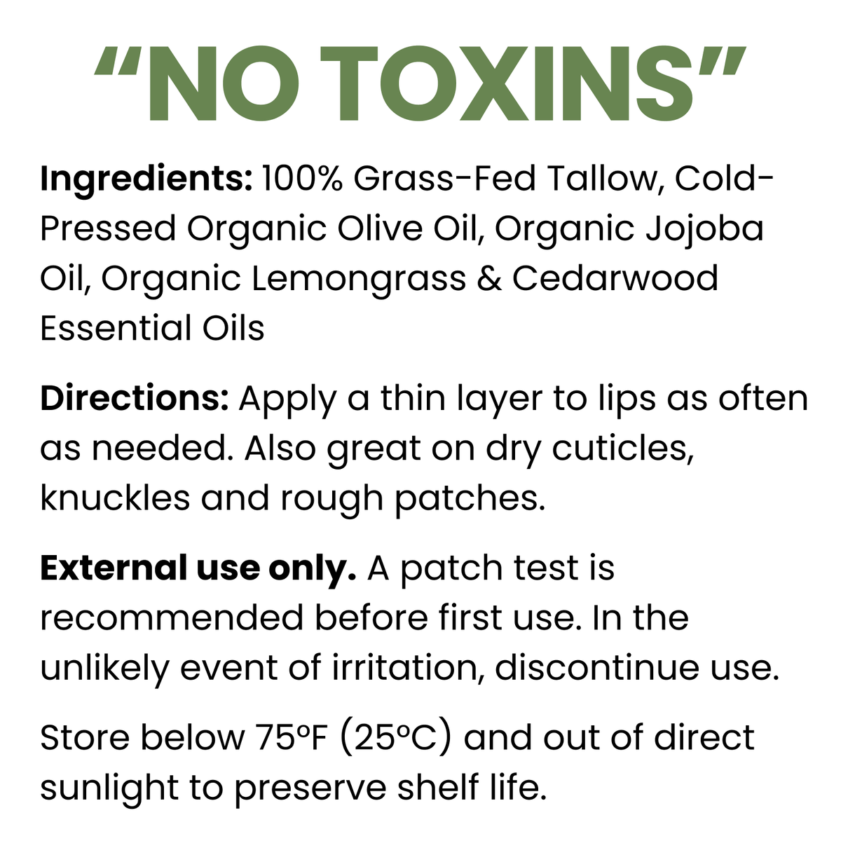 Lemongrass Tallow Lip Balm ingredients and directions