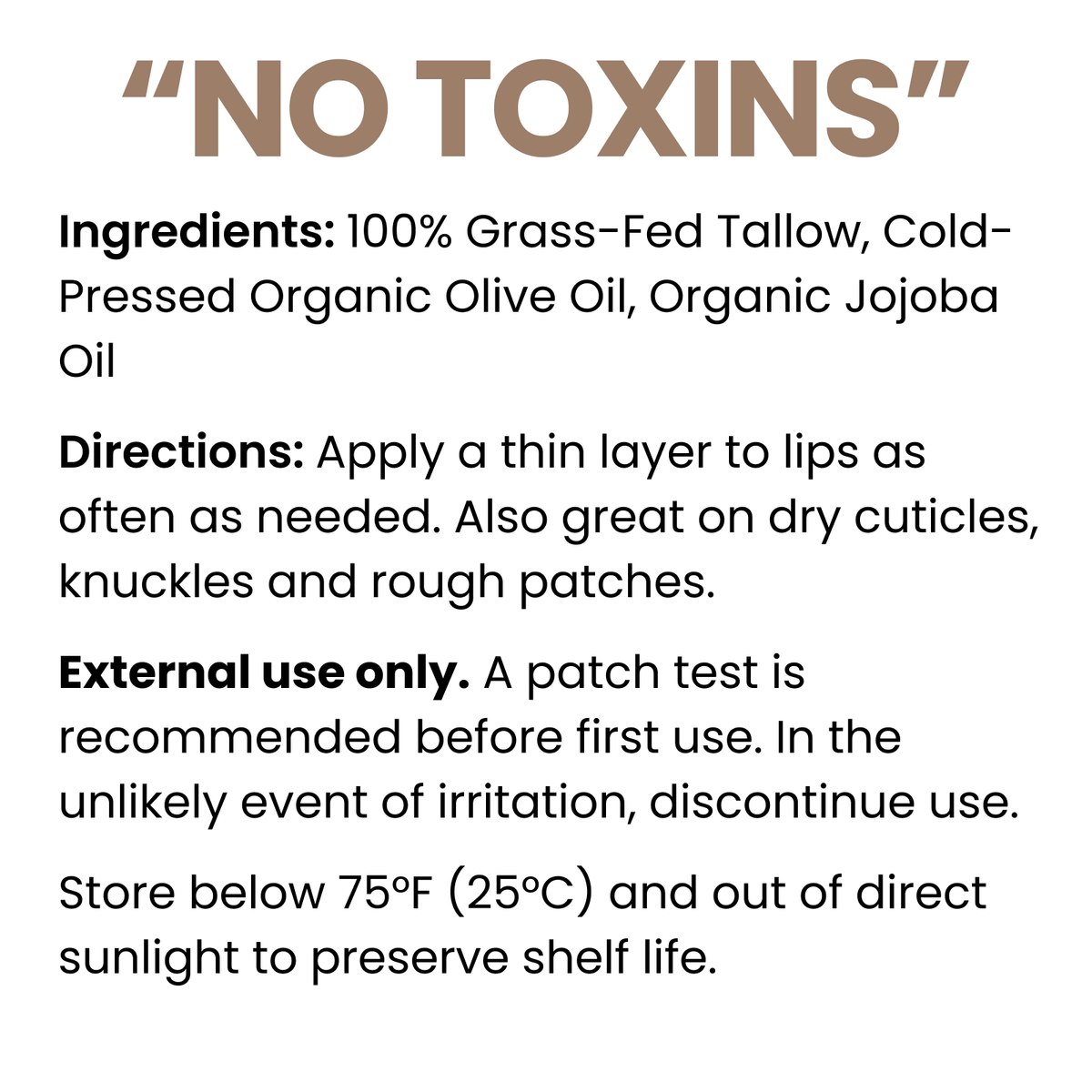 Unscented Tallow Lip Balm ingredients and directions