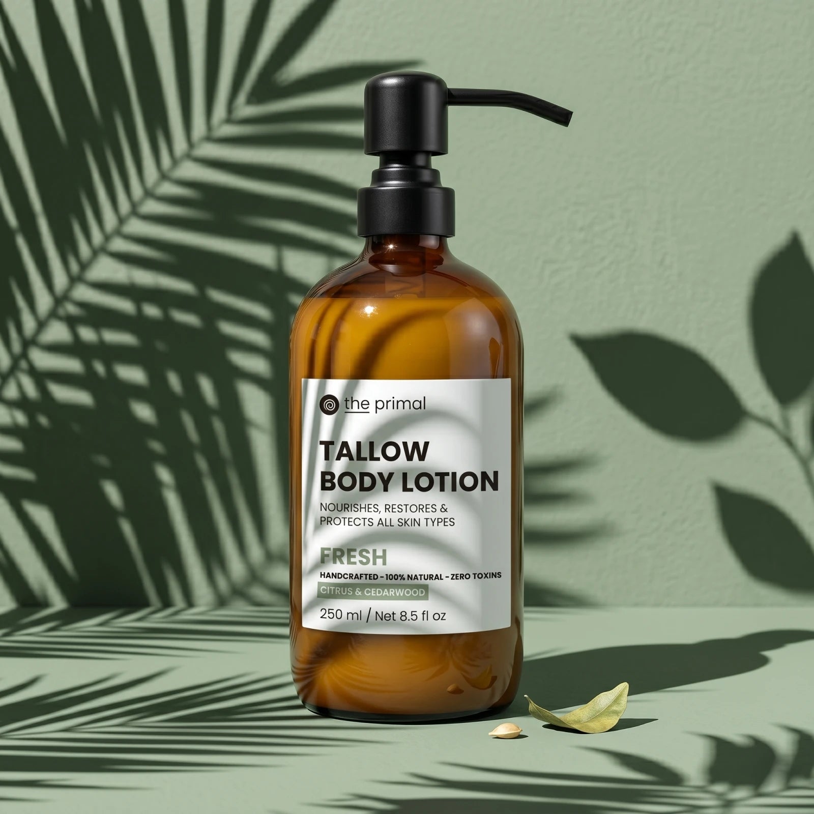 Fresh tallow body lotion, modern product photo