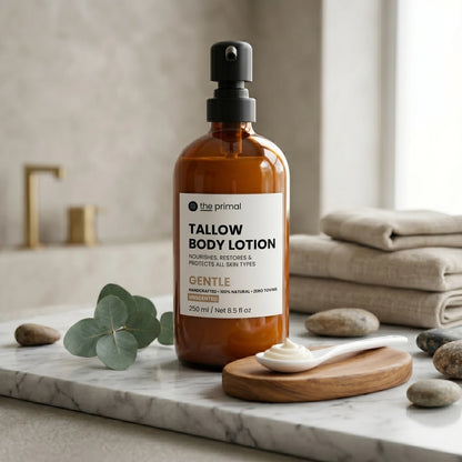 Fragrance-free tallow body lotion for sensitive skin by The Primal