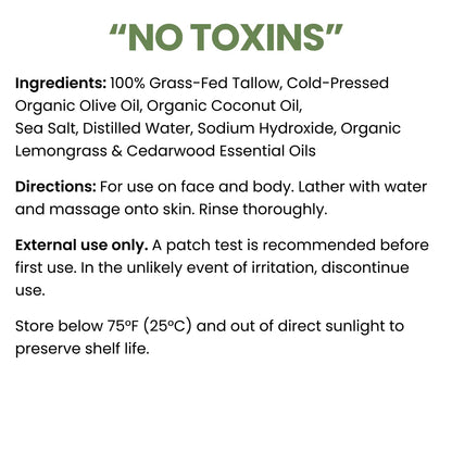 Lemongrass Sea Salt Tallow Soap