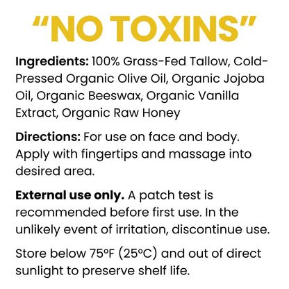 Vanilla + Honey Whipped Tallow Balm (Face & Body)